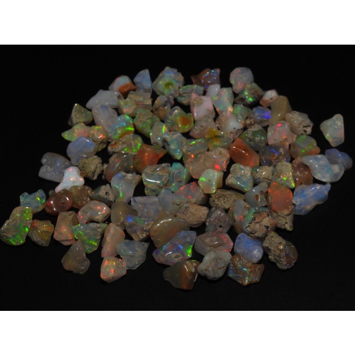 2 Piece Ethiopian Opal Natural Rough Tumble,Drilled,Polished,Loose Raw,Multi Fire Opal Raw,Rough Jewelry,Opal Nugget 12X10 To 8X6 MM Approx | Save 33% - Rajasthan Living 8