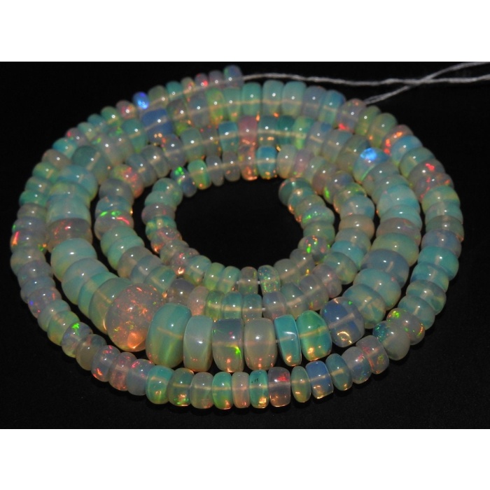 Natural Ethiopian Opal Smooth Roundel Beads,Multi Fire,Loose Stone 16Inch Strand 3X2To7X4MM Approx,Wholesale Price,New Arrival (pme) EO2 | Save 33% - Rajasthan Living 11