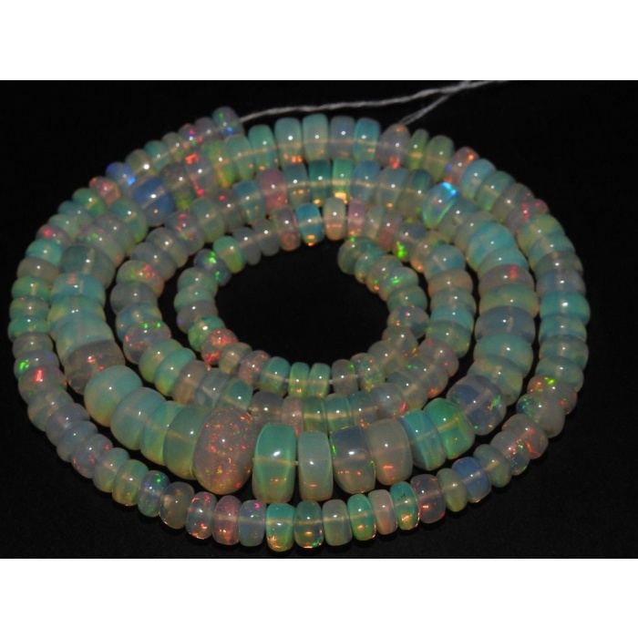 Natural Ethiopian Opal Smooth Roundel Beads,Multi Fire,Loose Stone 16Inch Strand 3X2To7X4MM Approx,Wholesale Price,New Arrival (pme) EO2 | Save 33% - Rajasthan Living 6