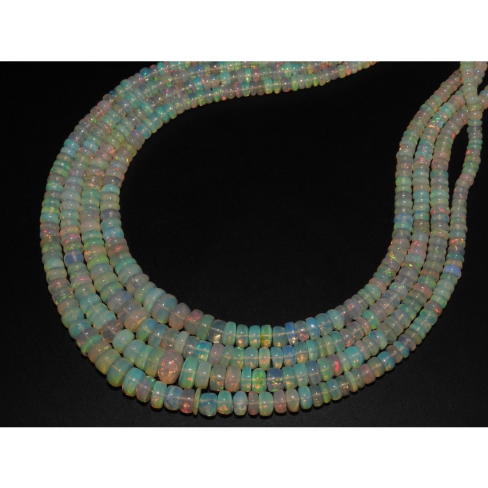 Natural Ethiopian Opal Smooth Roundel Beads,Multi Fire,Loose Stone 16Inch Strand 3X2To7X4MM Approx,Wholesale Price,New Arrival (pme) EO2 | Save 33% - Rajasthan Living 10