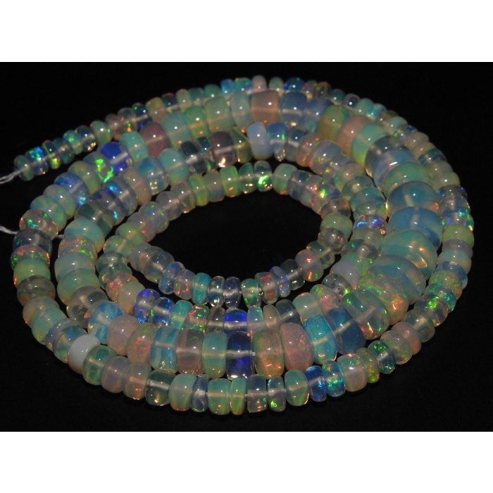 Ethiopian Opal Smooth Roundel Bead,Multi Fire,Handmade,Loose Stone,Necklace,For Making Jewelry,16Inch 7To3MM Approx,PME-EO2 | Save 33% - Rajasthan Living 6