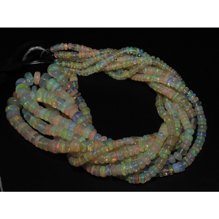 Ethiopian Opal Smooth Roundel Bead,Multi Fire,Handmade,Loose Stone,Necklace,For Making Jewelry,16Inch 7To3MM Approx,PME-EO2 | Save 33% - Rajasthan Living 7