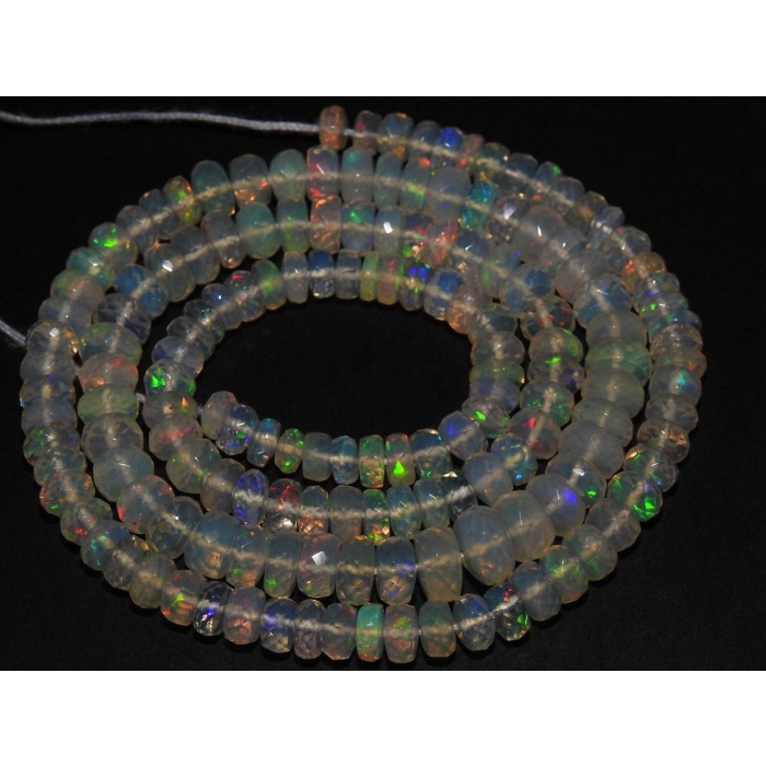 100%Natural Ethiopian Opal Faceted Roundel Bead,Multi Fire Opal,Loose Bead,Opal Beads,Handmade Bead,Fire Opal 4 To 6 MM Approx | Save 33% - Rajasthan Living 8