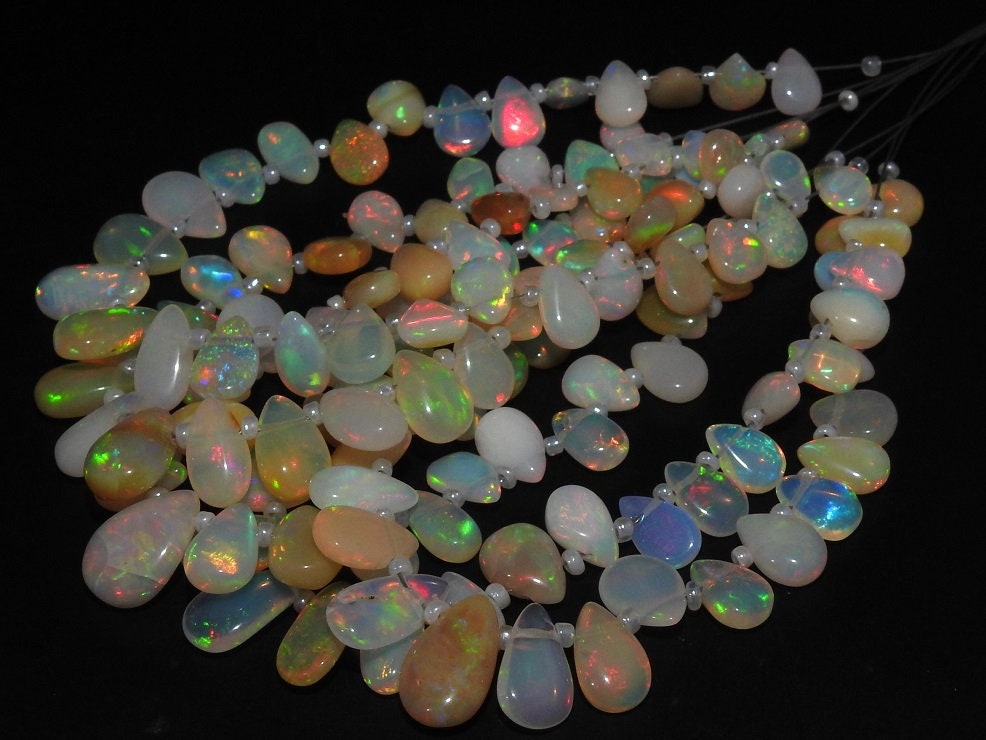 100%Natural Ethiopian Opal Smooth Teardrop,Drop,Multi Flashy Fire,Loose Stone,For Making Jewelry 6Inch 12X9To8X5MM Approx EO2 | Save 33% - Rajasthan Living 14