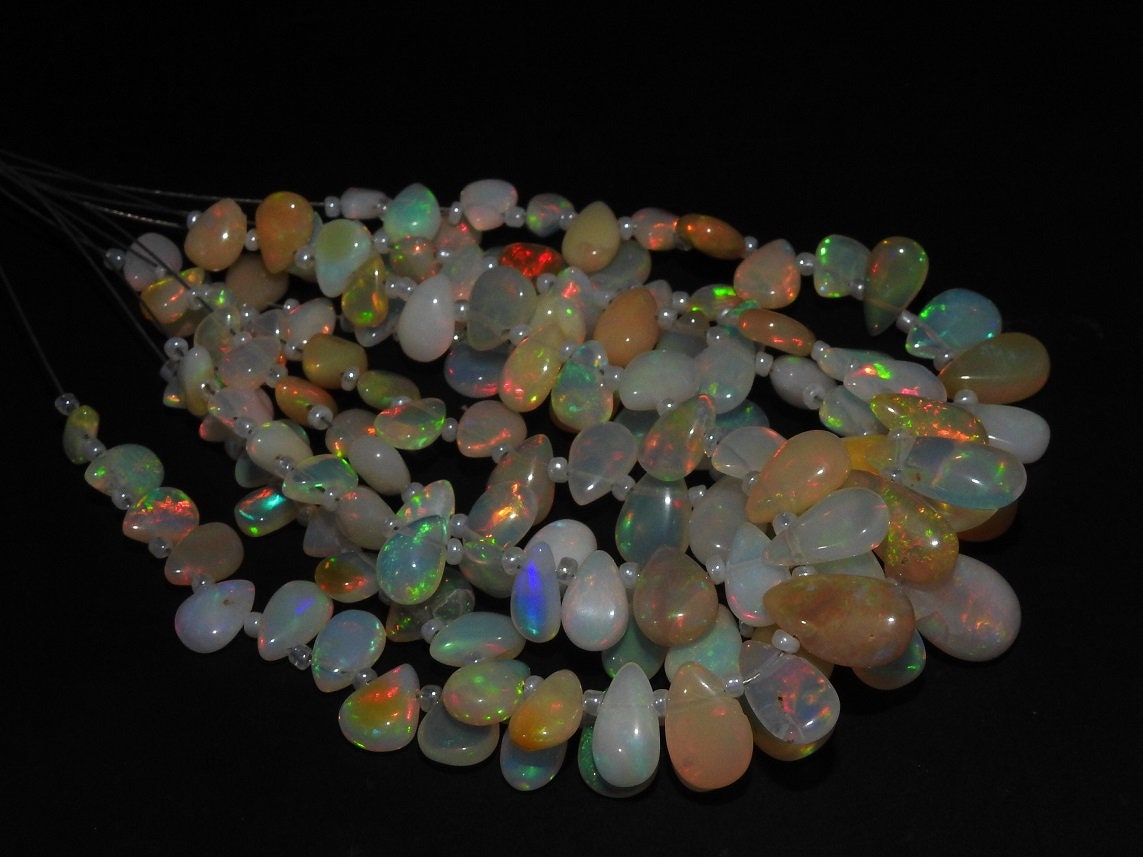 100%Natural Ethiopian Opal Smooth Teardrop,Drop,Multi Flashy Fire,Loose Stone,For Making Jewelry 6Inch 12X9To8X5MM Approx EO2 | Save 33% - Rajasthan Living 19