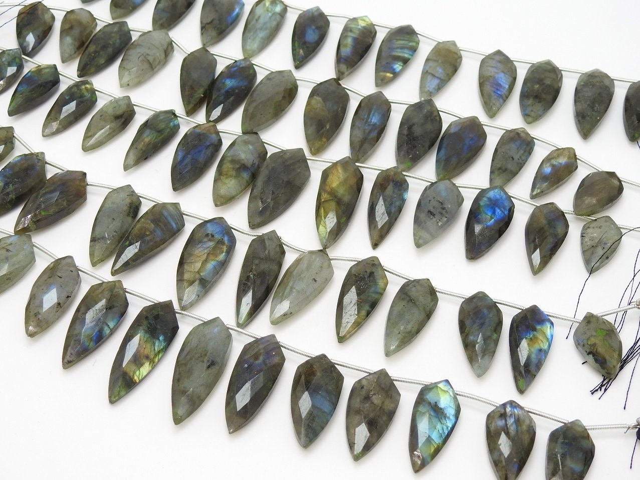 Natural Labradorite Faceted Tie,Fancy,Lady Finger,Briolette,Multi Fire 14Piece 30X12To22X10MM Approx Wholesaler,Supplies PME(BR1) | Save 33% - Rajasthan Living 11