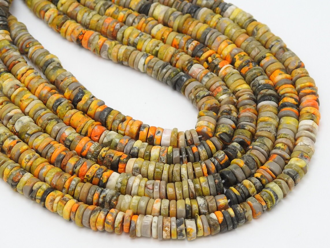 Bumble Bee Jasper Smooth Tyre,Coin,Button,Wheel Shape Bead,Handmade,Loose Stone,16Inchs 5MM Approx,Wholesaler,Supplies,100%Natural PME-T1 | Save 33% - Rajasthan Living 13