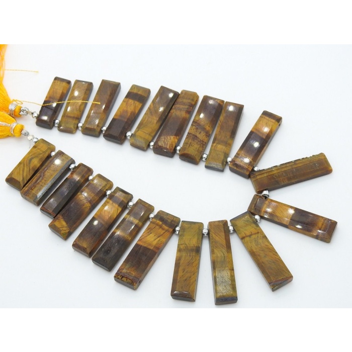 Tiger Eye Jasper Faceted Fancy Rectangle,Baguette,Briolette,Wholesaler,Supplies 9Inch 35X9To18X9MM Approx (pme)BR8 | Save 33% - Rajasthan Living 9