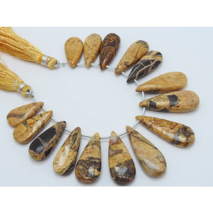 Natural Picture Jasper Teardrops,Long Drops,Loose Stone,Handmade,15Piece Strand 33X12To21X10 MM Approx,Wholesale Price,New Arrival,PME-BR7 | Save 33% - Rajasthan Living 6
