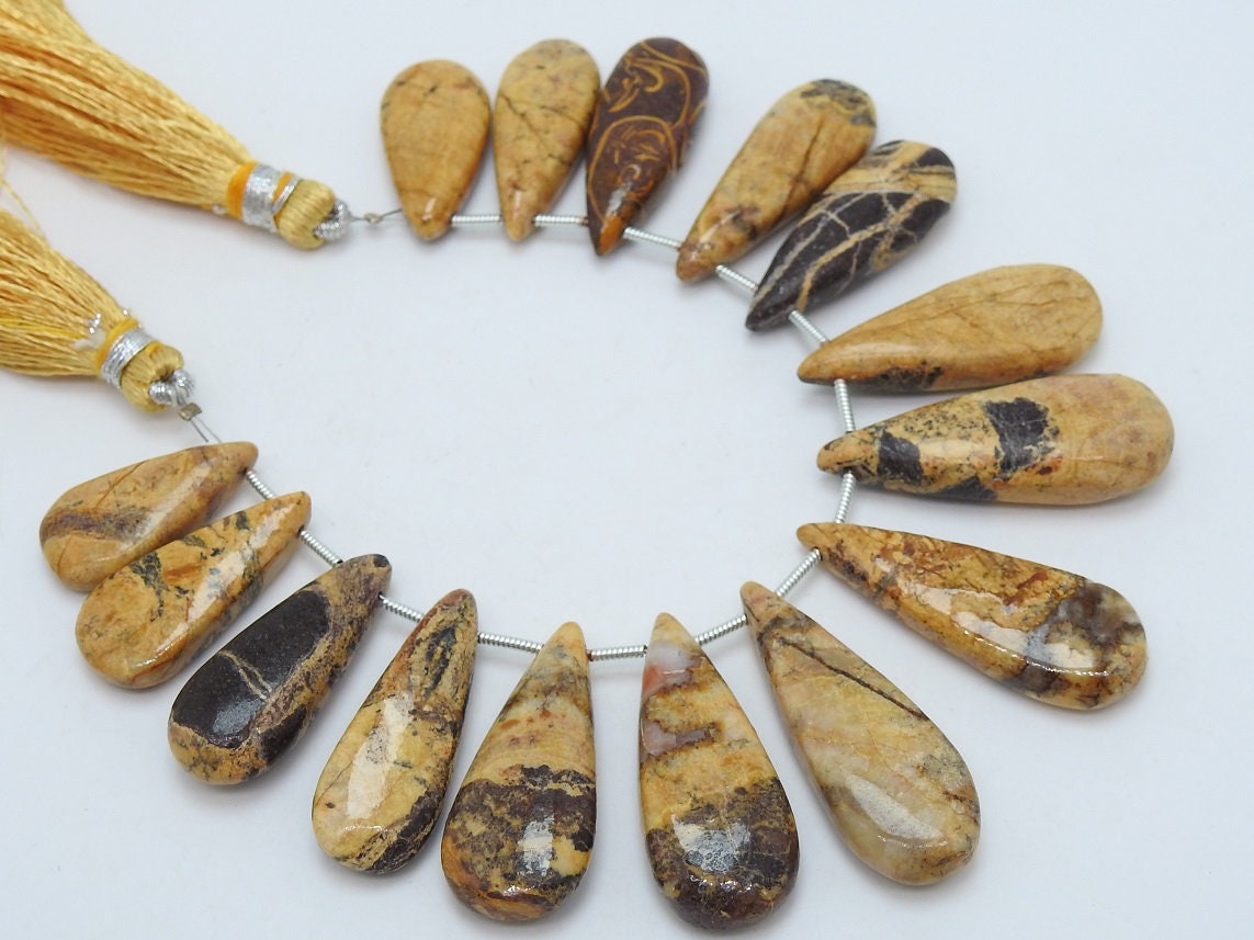 Natural Picture Jasper Teardrops,Long Drops,Loose Stone,Handmade,15Piece Strand 33X12To21X10 MM Approx,Wholesale Price,New Arrival,PME-BR7 | Save 33% - Rajasthan Living 13