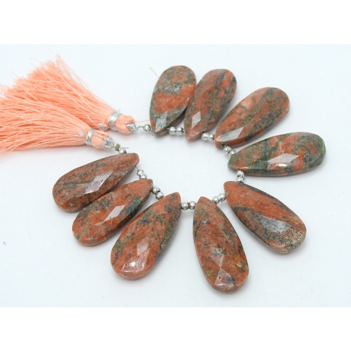 Unakite Jasper Faceted Long Teardrops,Drops,Handmade,9Pieces Strand 32X14To27X13MM Approx,Wholesaler,Supplies,100%Natural,PME-BR7 | Save 33% - Rajasthan Living 7