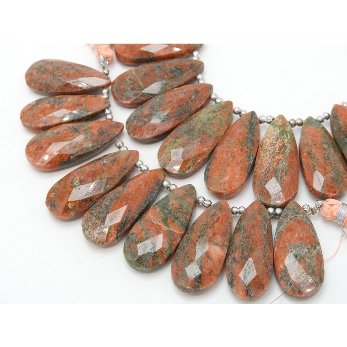 Unakite Jasper Faceted Long Teardrops,Drops,Handmade,9Pieces Strand 32X14To27X13MM Approx,Wholesaler,Supplies,100%Natural,PME-BR7 | Save 33% - Rajasthan Living 8