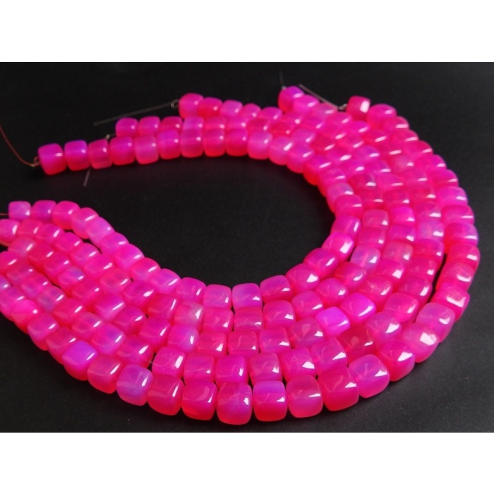 Hot Pink Chalcedony Cube,Rubilite,Smooth,Box,Cuboid,Loose Beads,Handmade,Wholesale Price,New Arrival,9Inchs Strand (pme)CB2 | Save 33% - Rajasthan Living 8