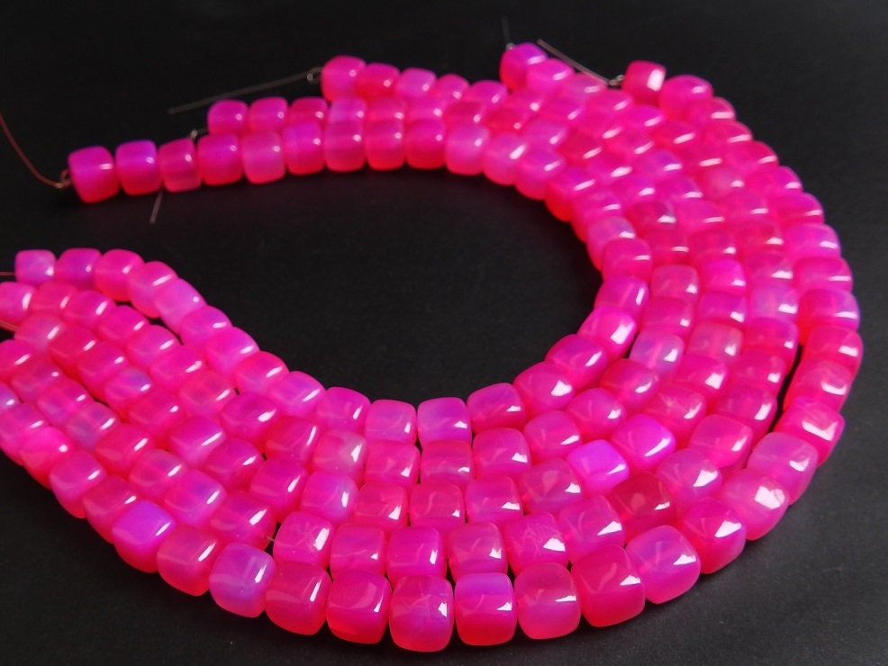 Hot Pink Chalcedony Cube,Rubilite,Smooth,Box,Cuboid,Loose Beads,Handmade,Wholesale Price,New Arrival,9Inchs Strand (pme)CB2 | Save 33% - Rajasthan Living 14