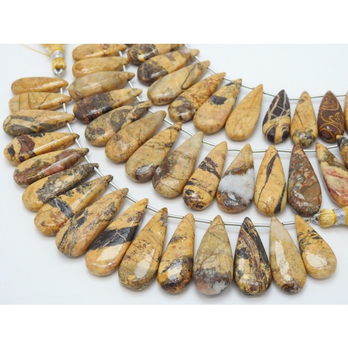 Natural Picture Jasper Teardrops,Long Drops,Loose Stone,Handmade,15Piece Strand 33X12To21X10 MM Approx,Wholesale Price,New Arrival,PME-BR7 | Save 33% - Rajasthan Living 7