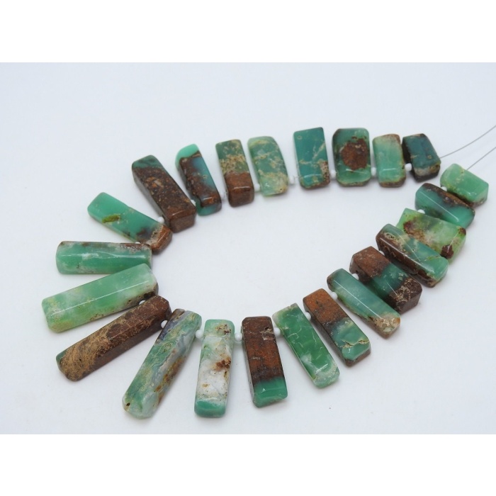 Chrysoprase Baguette,Rectangle,Stick,Briolette,Bio Color,Loose Stone,Handmade,For Making Jewelry,8Inch 32X7To13X7MM Approx,100%Natural BR3 | Save 33% - Rajasthan Living 7