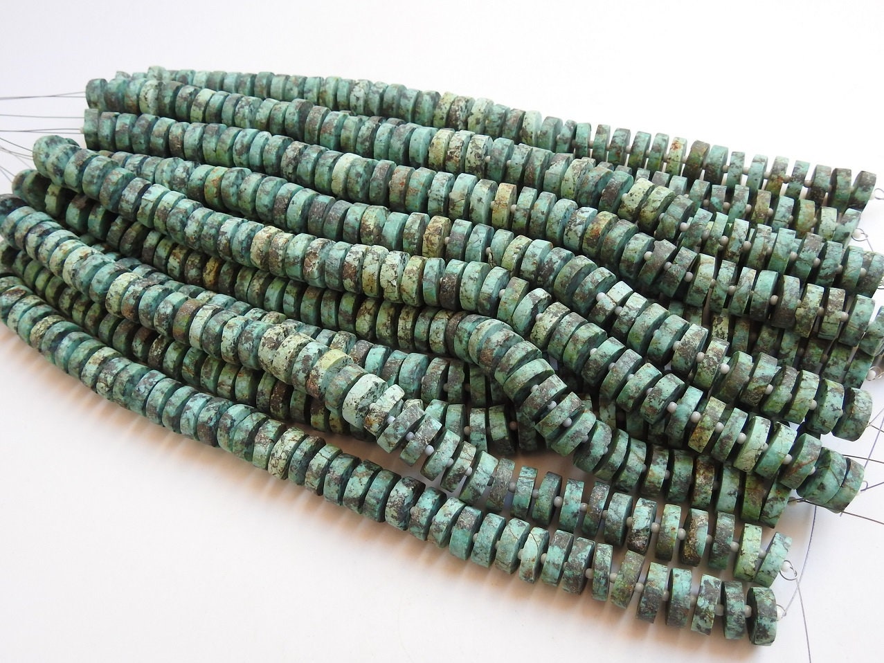 Natural African Turquoise Smooth Tyre,Coin,Button,Wheel,Matte Polished,Handmade,Loose Bead,For Making Jewelry,Wholesaler 8Inch Strand T2 | Save 33% - Rajasthan Living 15
