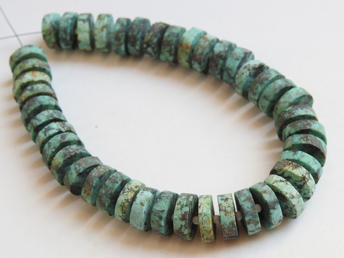 Natural African Turquoise Smooth Tyre,Coin,Button,Wheel,Matte Polished,Handmade,Loose Bead,For Making Jewelry,Wholesaler 8Inch Strand T2 | Save 33% - Rajasthan Living 11