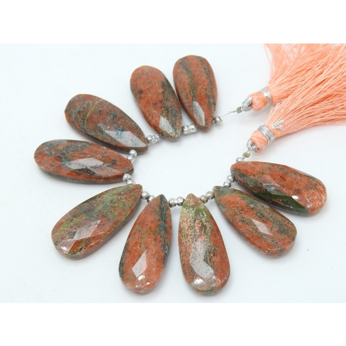 Unakite Jasper Faceted Long Teardrops,Drops,Handmade,9Pieces Strand 32X14To27X13MM Approx,Wholesaler,Supplies,100%Natural,PME-BR7 | Save 33% - Rajasthan Living 6