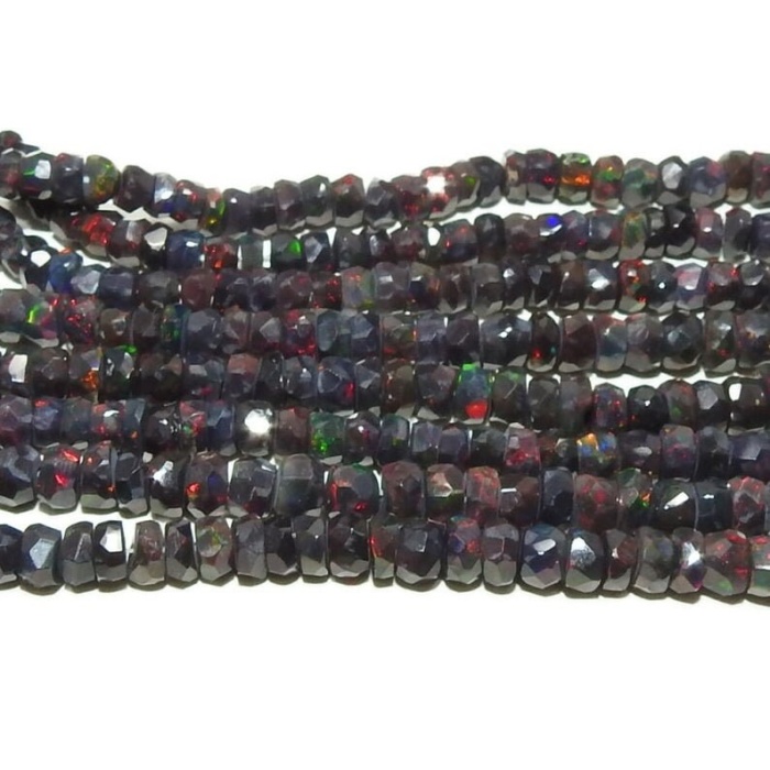 Ethiopian Black Opal Faceted Roundel Bead,Multi Fire,Loose Stone,For Making Jewelry,Necklaces,Bracelet,Handmade 9Inch 4To6MM Approx PME(EO2) | Save 33% - Rajasthan Living 7