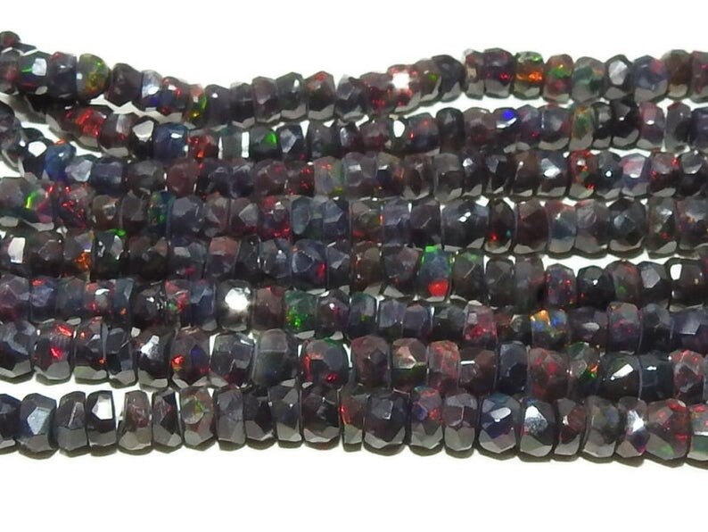 Ethiopian Black Opal Faceted Roundel Bead,Multi Fire,Loose Stone,For Making Jewelry,Necklaces,Bracelet,Handmade 9Inch 4To6MM Approx PME(EO2) | Save 33% - Rajasthan Living 15