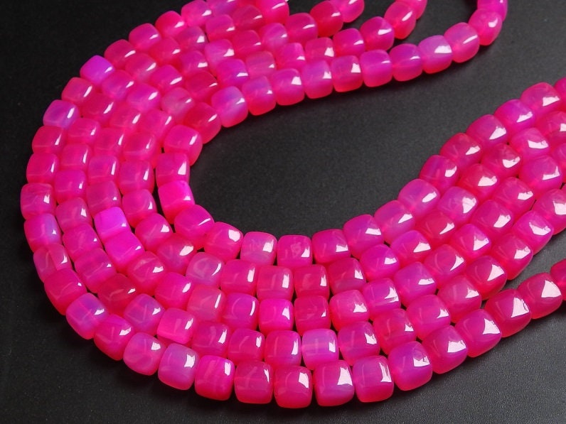 Hot Pink Chalcedony Cube,Rubilite,Smooth,Box,Cuboid,Loose Beads,Handmade,Wholesale Price,New Arrival,9Inchs Strand (pme)CB2 | Save 33% - Rajasthan Living 11