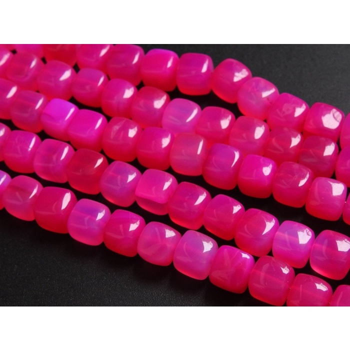 Hot Pink Chalcedony Cube,Rubilite,Smooth,Box,Cuboid,Loose Beads,Handmade,Wholesale Price,New Arrival,9Inchs Strand (pme)CB2 | Save 33% - Rajasthan Living 7
