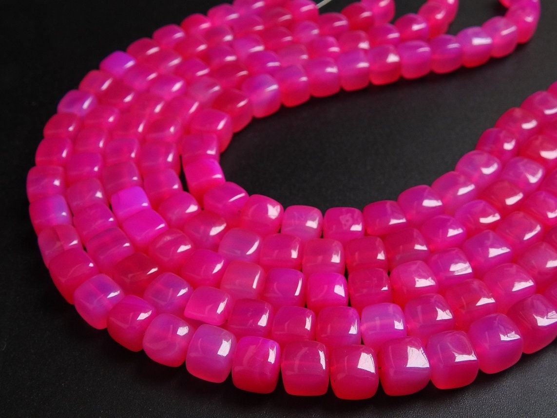 Hot Pink Chalcedony Cube,Rubilite,Smooth,Box,Cuboid,Loose Beads,Handmade,Wholesale Price,New Arrival,9Inchs Strand (pme)CB2 | Save 33% - Rajasthan Living 16