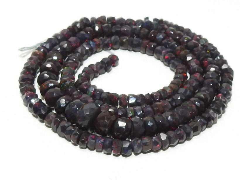 Ethiopian Black Opal Faceted Roundel Bead,Multi Fire,Loose Stone,For Making Jewelry,Necklaces,Bracelet,Handmade 9Inch 4To6MM Approx PME(EO2) | Save 33% - Rajasthan Living 18