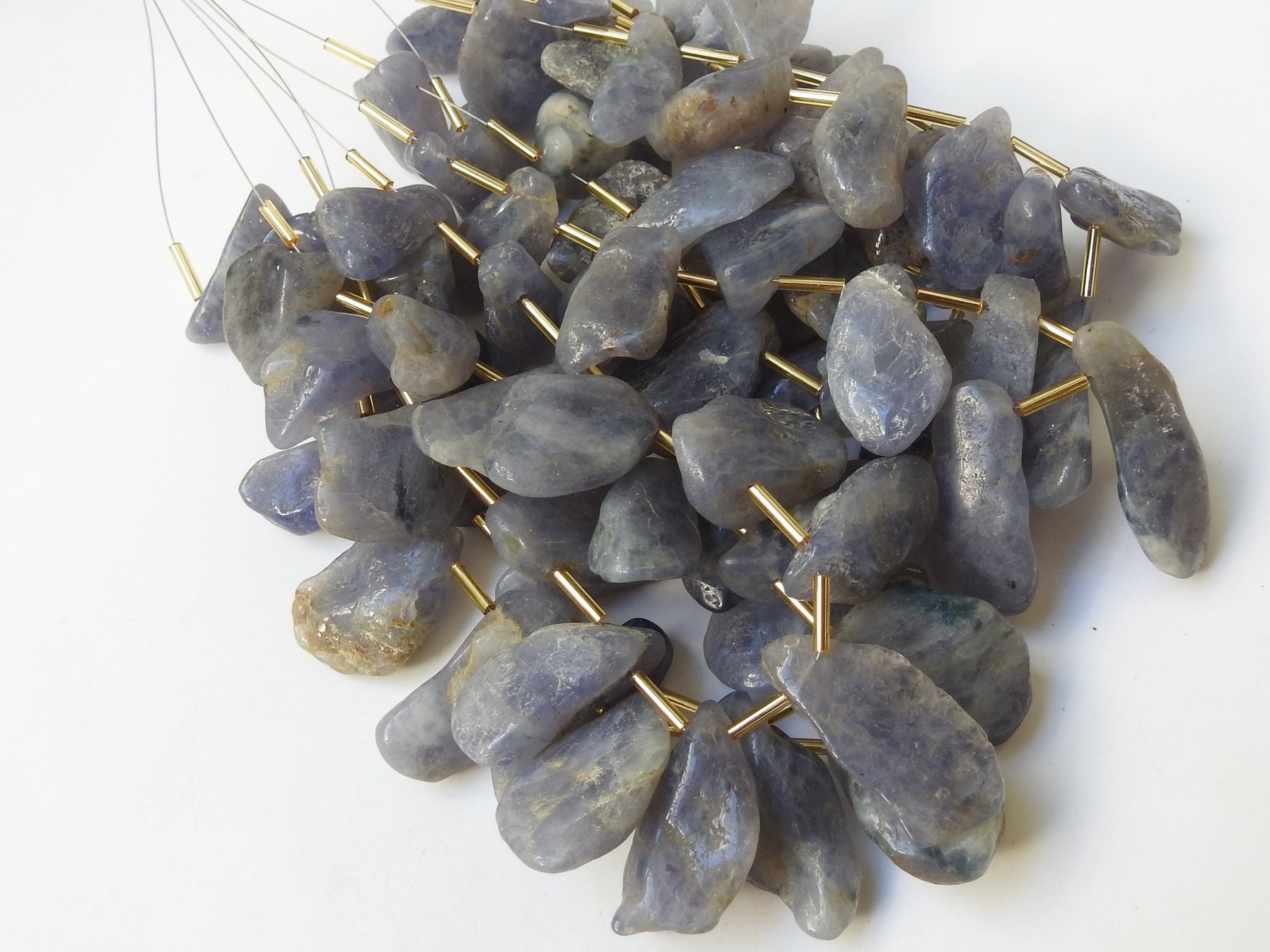 Iolite Rough Bead,Briolettes,Slab,Slice,Polished,Crystals,Minerals,Loose Raw 12Piece 28X18To22X14MM Approx Wholesaler,Supplies R5 | Save 33% - Rajasthan Living 15