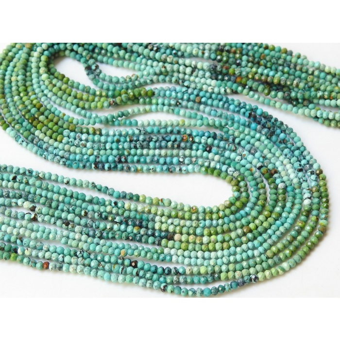 Arizona Turquoise Micro Faceted Roundel Beads,Multi Shaded,Loose Stone,Wholesaler,Supplies,13Inch 2MM Approx,100%Natural PME-B2 | Save 33% - Rajasthan Living 11