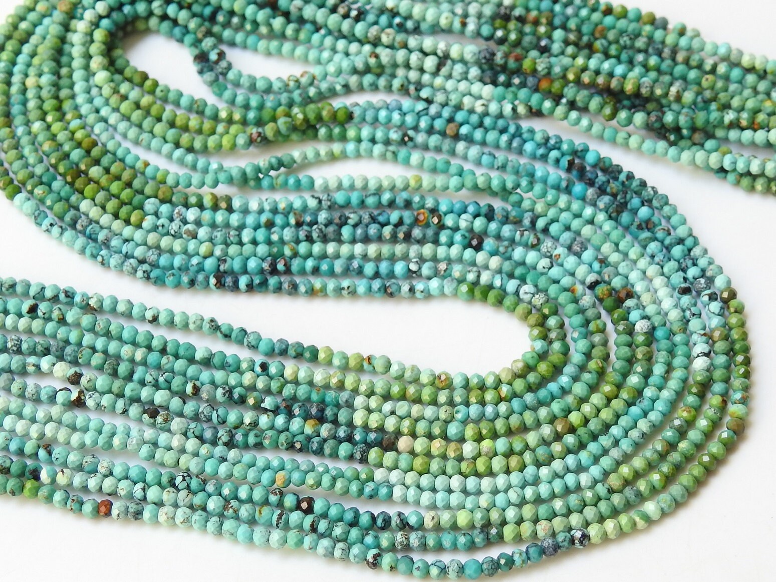 Arizona Turquoise Micro Faceted Roundel Beads,Multi Shaded,Loose Stone,Wholesaler,Supplies,13Inch 2MM Approx,100%Natural PME-B2 | Save 33% - Rajasthan Living 17