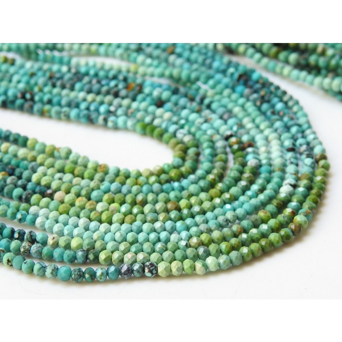 Arizona Turquoise Micro Faceted Roundel Beads,Multi Shaded,Loose Stone,Wholesaler,Supplies,13Inch 2MM Approx,100%Natural PME-B2 | Save 33% - Rajasthan Living 9