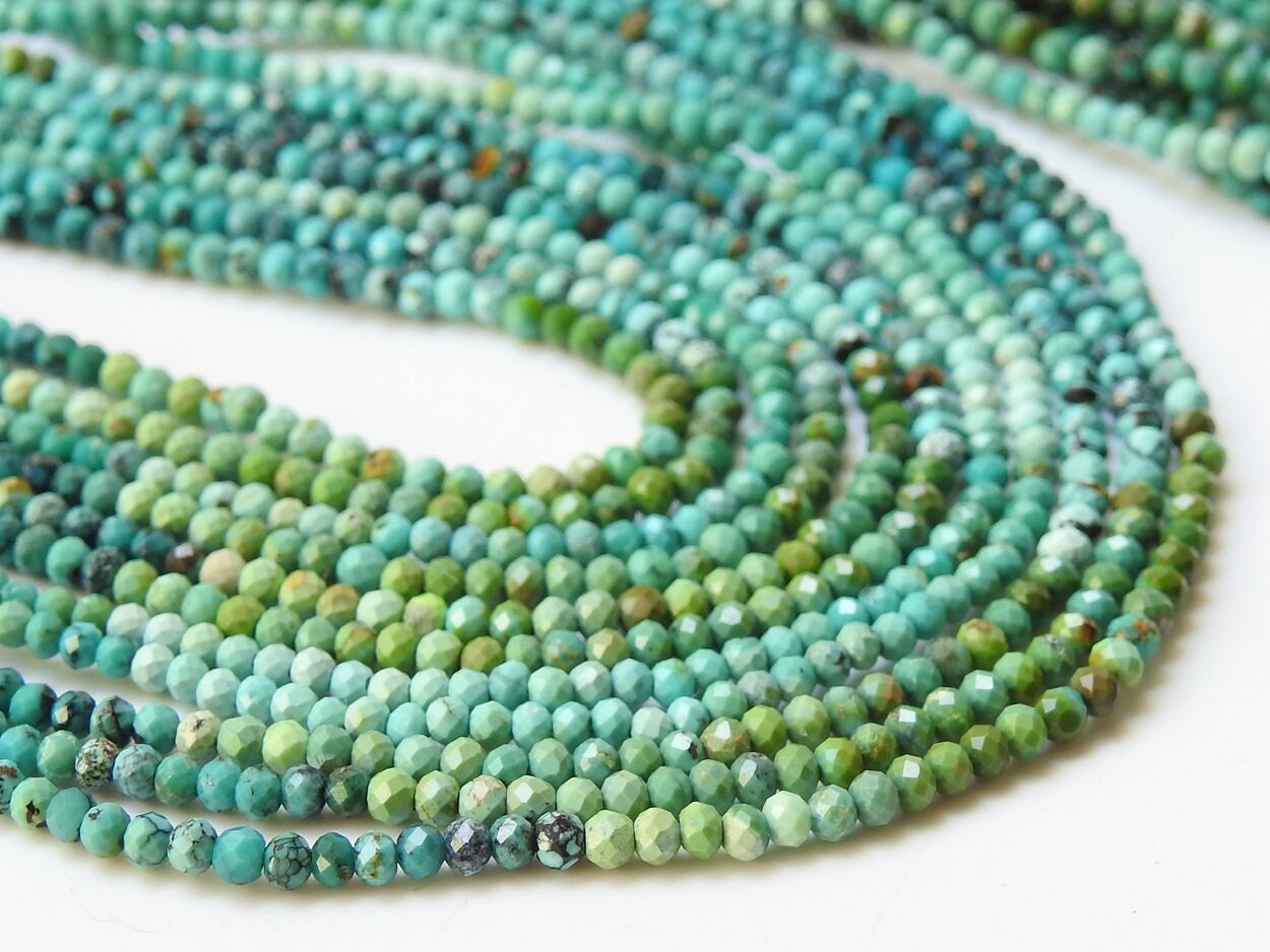 Arizona Turquoise Micro Faceted Roundel Beads,Multi Shaded,Loose Stone,Wholesaler,Supplies,13Inch 2MM Approx,100%Natural PME-B2 | Save 33% - Rajasthan Living 15