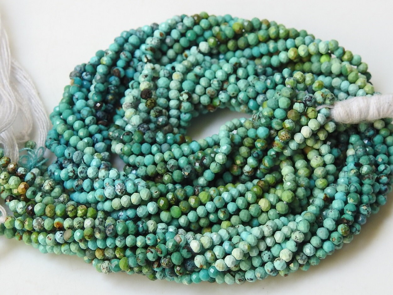 Arizona Turquoise Micro Faceted Roundel Beads,Multi Shaded,Loose Stone,Wholesaler,Supplies,13Inch 2MM Approx,100%Natural PME-B2 | Save 33% - Rajasthan Living 16
