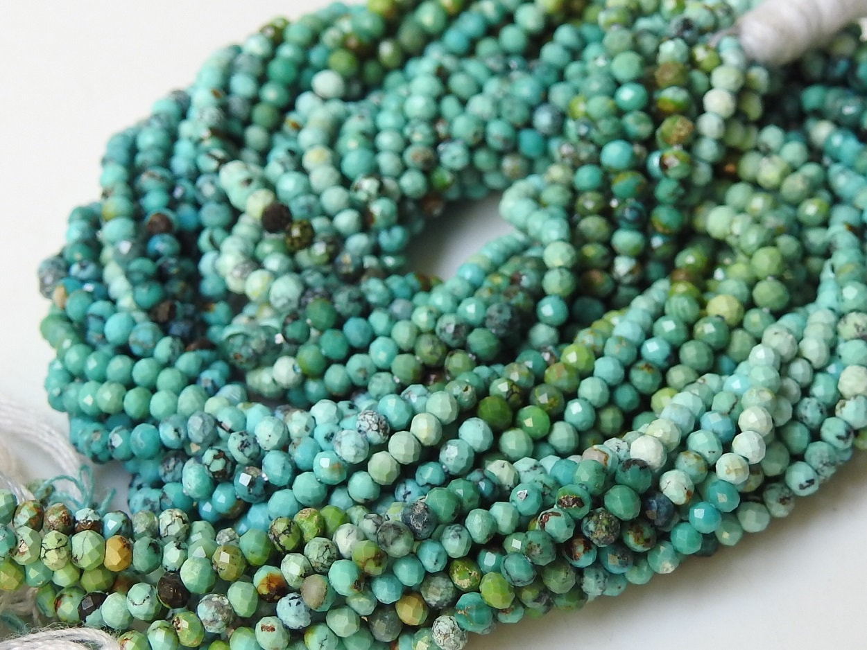 Arizona Turquoise Micro Faceted Roundel Beads,Multi Shaded,Loose Stone,Wholesaler,Supplies,13Inch 2MM Approx,100%Natural PME-B2 | Save 33% - Rajasthan Living 12