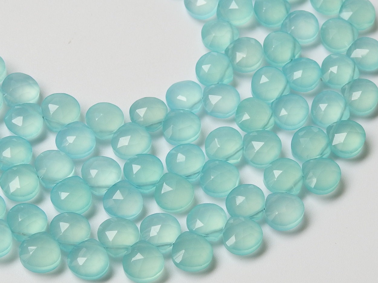 Aqua Blue Chalcedony Faceted Hearts,Teardrop,Drop,Loose Stone,Handmade,Earrings Pair,For Making Jewelry 4Inch Strand 8X8 MM Approx (pme)CY2 | Save 33% - Rajasthan Living 22