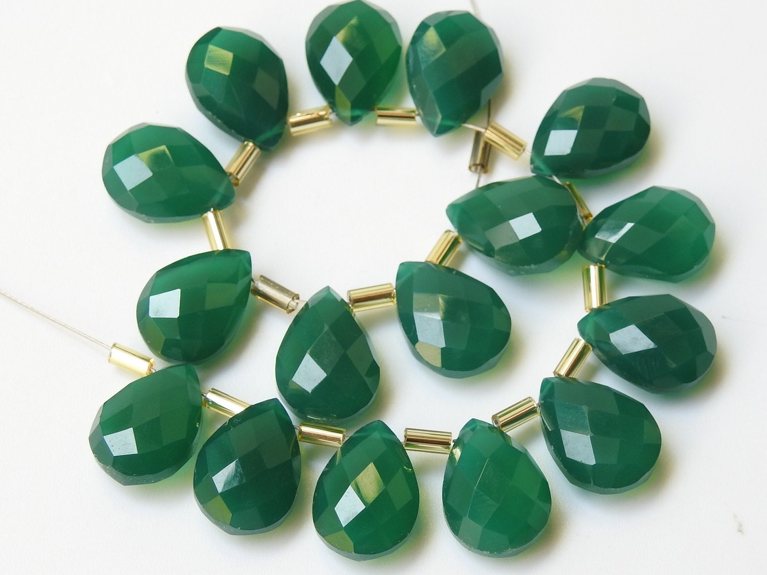 14X10MM Matched Pair,Green Onyx Faceted Teardrops,Drops,Loose Stone,Handmade Bead,Wholesale Price,New Arrivals PME-CY1 | Save 33% - Rajasthan Living 14