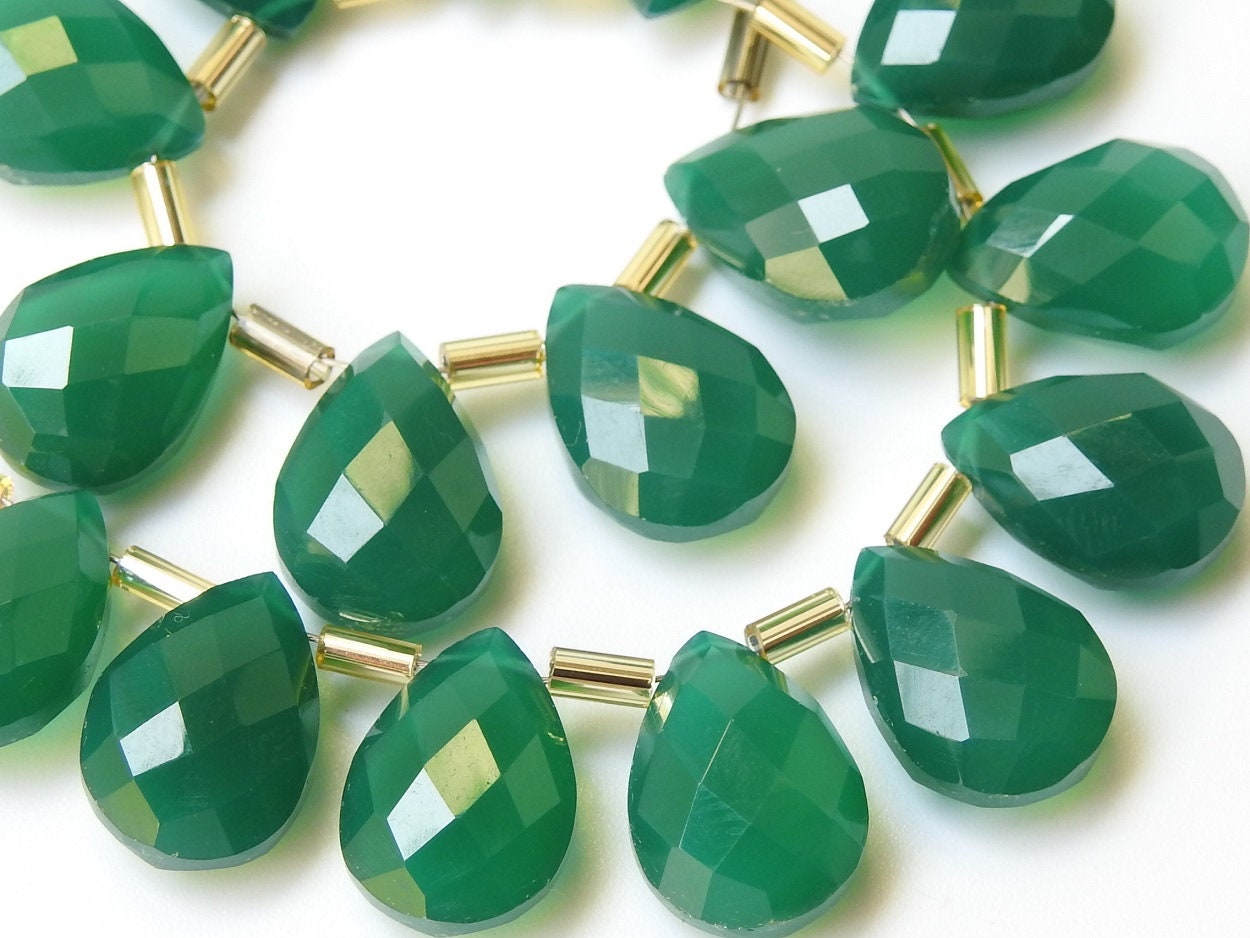 14X10MM Matched Pair,Green Onyx Faceted Teardrops,Drops,Loose Stone,Handmade Bead,Wholesale Price,New Arrivals PME-CY1 | Save 33% - Rajasthan Living 12