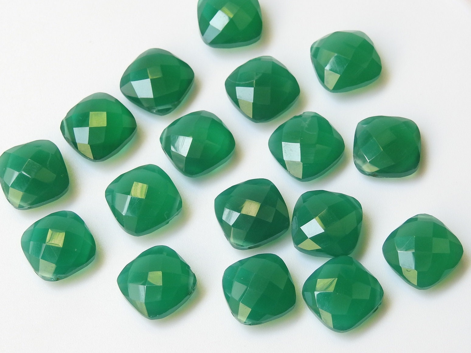 12X12MM Pair,Green Onyx Faceted Cushions,Square Shape Briolette,Teardrop,Loose Stone,Earrings Jewelry,Wholesaler,Supplies PME-CY1 | Save 33% - Rajasthan Living 15