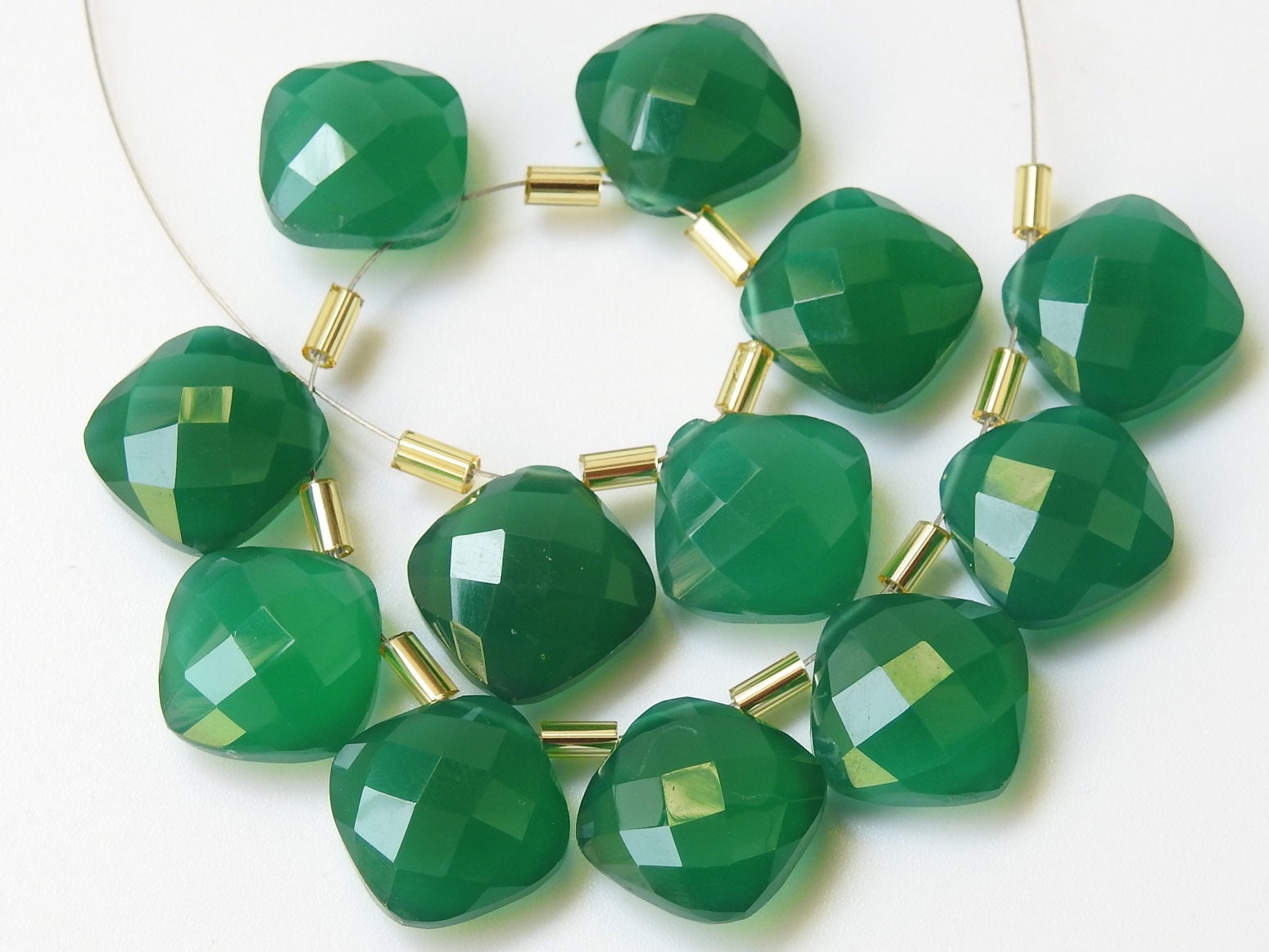 12X12MM Pair,Green Onyx Faceted Cushions,Square Shape Briolette,Teardrop,Loose Stone,Earrings Jewelry,Wholesaler,Supplies PME-CY1 | Save 33% - Rajasthan Living 17
