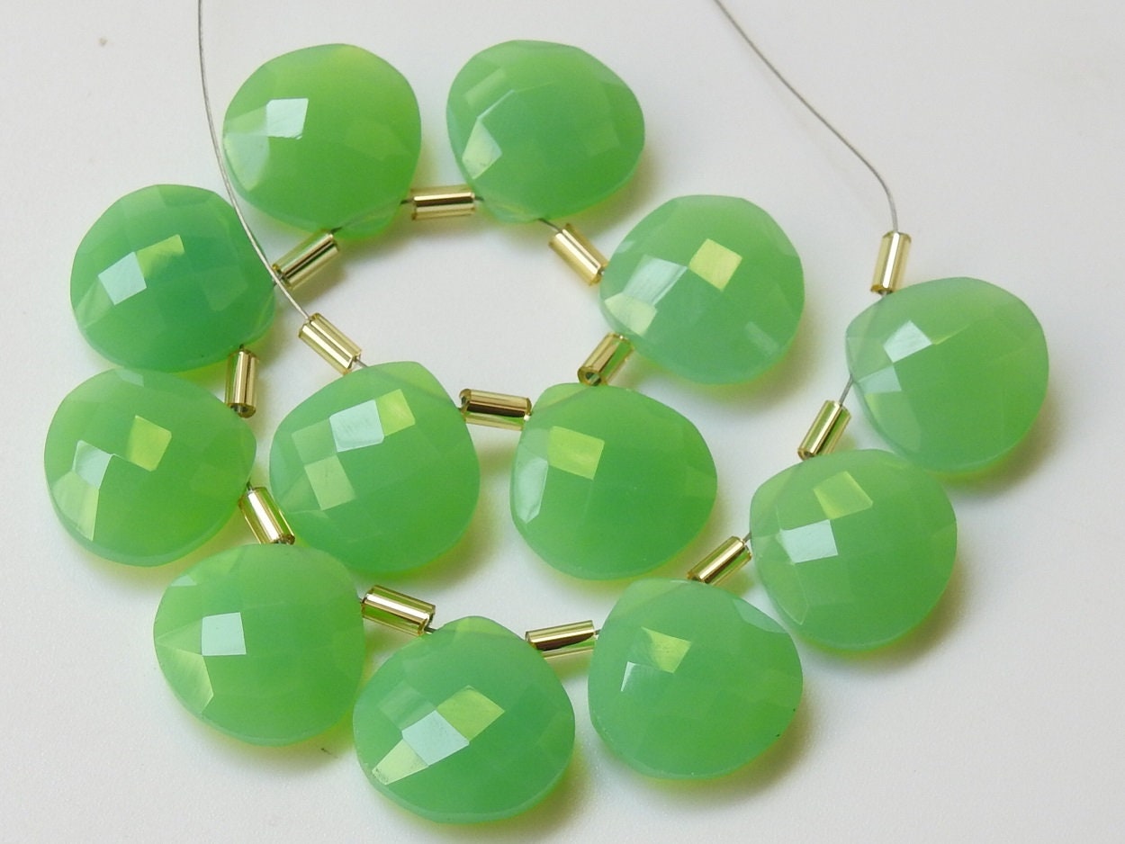 Chrysoprase Green Chalcedony Faceted Heart,Teardrop,Drops,Briolettes,Wholesaler,Supplies,14X14MM Approx PME-CY1 | Save 33% - Rajasthan Living 14
