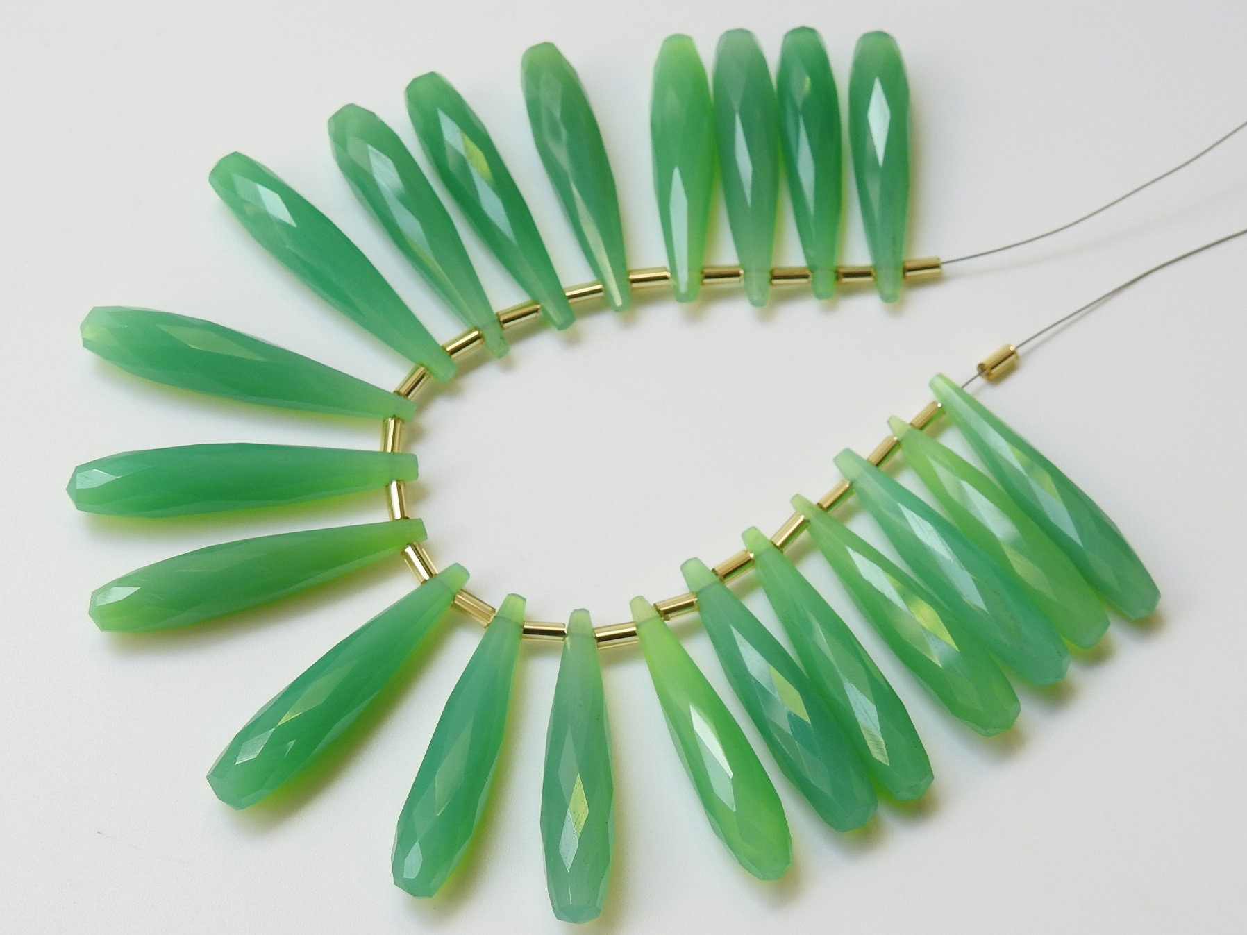 Chrysoprase Green Chalcedony Elongated Drops,Faceted,Teardrop,Loose Stone,For Making Jewelry,Wholesaler,Supplies 35MM Long Approx PME-CY1 | Save 33% - Rajasthan Living 15