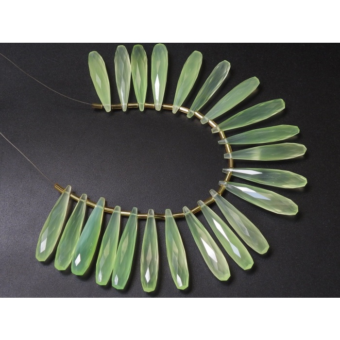 Prehnite Green Chalcedony Faceted Elongated Drop,Teardrop,Handmade,For Making Jewelry,Wholesaler,Supplies,35MM Long Approx PME-CY1 | Save 33% - Rajasthan Living 7
