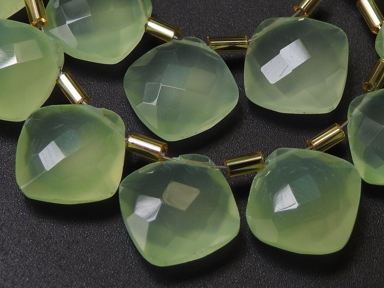 12X1MM Pair,Prehnite Green Chalcedony Faceted Cushions,Square,Briolette,For Making Earrings,Handmade,Loose Bead,Wholesaler,Supplies PME-CY1 | Save 33% - Rajasthan Living 12