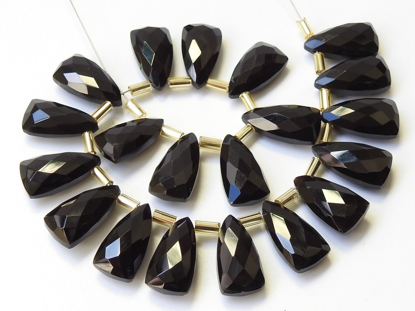 Black Onyx Long Triangle,Trillion,Pyramid,Teardrop,Drop,Briolettes,Faceted,Earrings Pair,Wholesale Price,New Arrival 15X8MM Approx PME-CY2 | Save 33% - Rajasthan Living 15