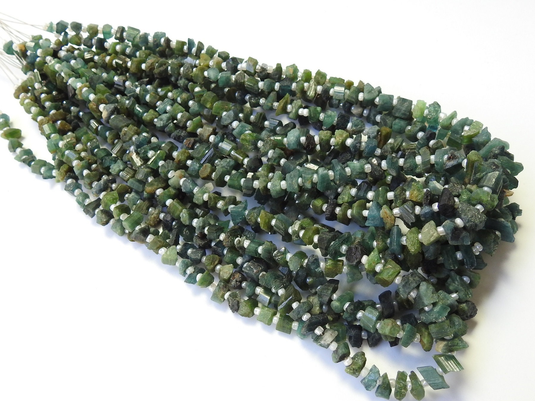 Green Tourmaline Natural Crystal Rough Beads,Chips,Uncut,Nuggets,Anklets,14Inchs Strand 6X3To4X3MM Approx,Wholesaler,Supplies,RB2 | Save 33% - Rajasthan Living 18