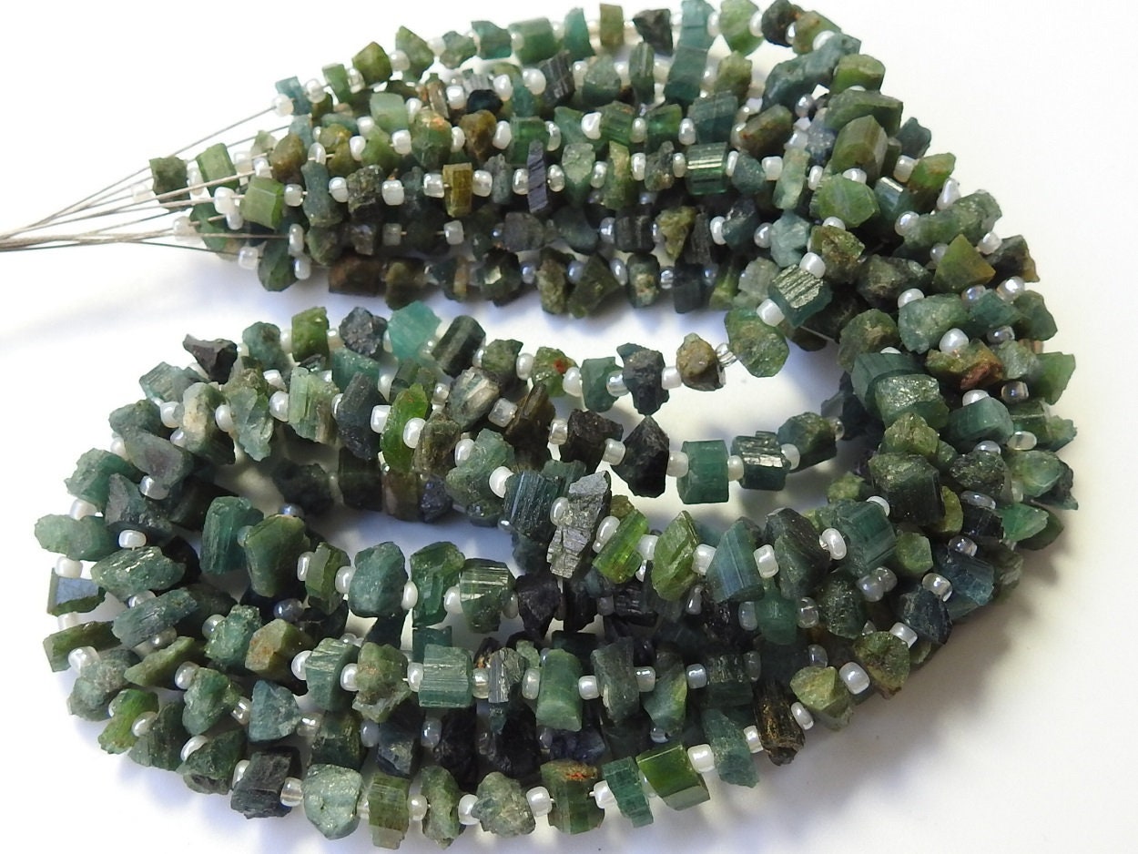 Green Tourmaline Natural Crystal Rough Beads,Chips,Uncut,Nuggets,Anklets,14Inchs Strand 6X3To4X3MM Approx,Wholesaler,Supplies,RB2 | Save 33% - Rajasthan Living 15