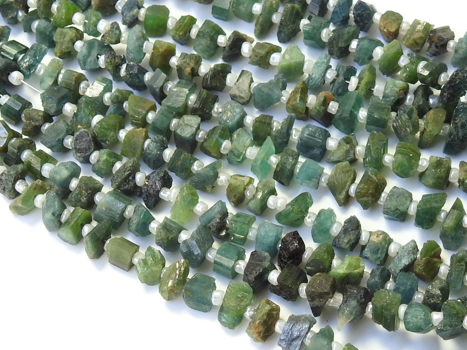 Green Tourmaline Natural Crystal Rough Beads,Chips,Uncut,Nuggets,Anklets,14Inchs Strand 6X3To4X3MM Approx,Wholesaler,Supplies,RB2 | Save 33% - Rajasthan Living 12