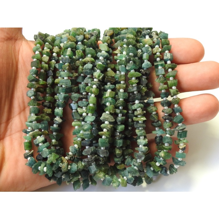 Green Tourmaline Natural Crystal Rough Beads,Chips,Uncut,Nuggets,Anklets,14Inchs Strand 6X3To4X3MM Approx,Wholesaler,Supplies,RB2 | Save 33% - Rajasthan Living 6